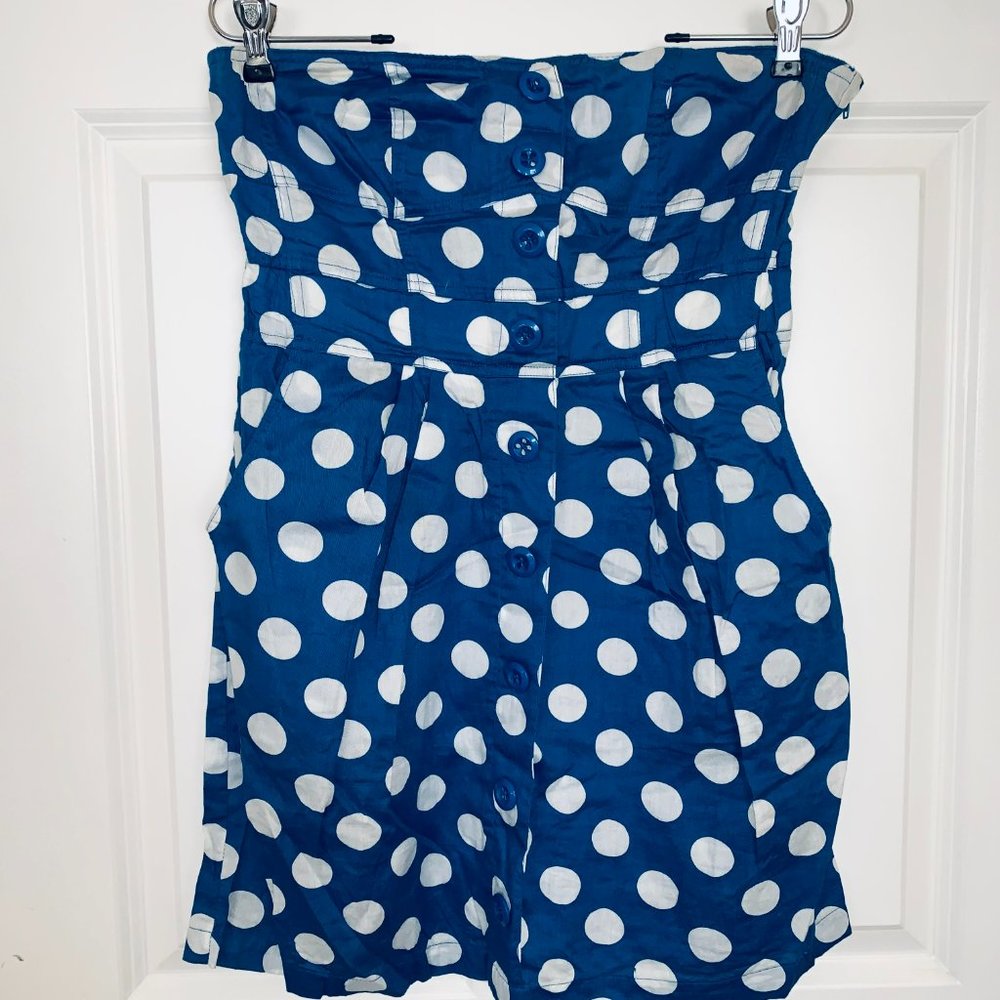 Forever 21 👗 Button Front Polka Dot Strapless Dress ☀